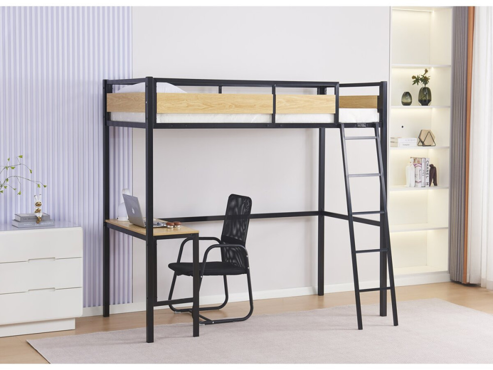 Cama entrepiso “Ethan” con escritorio - 90 x 190 cm - Negro