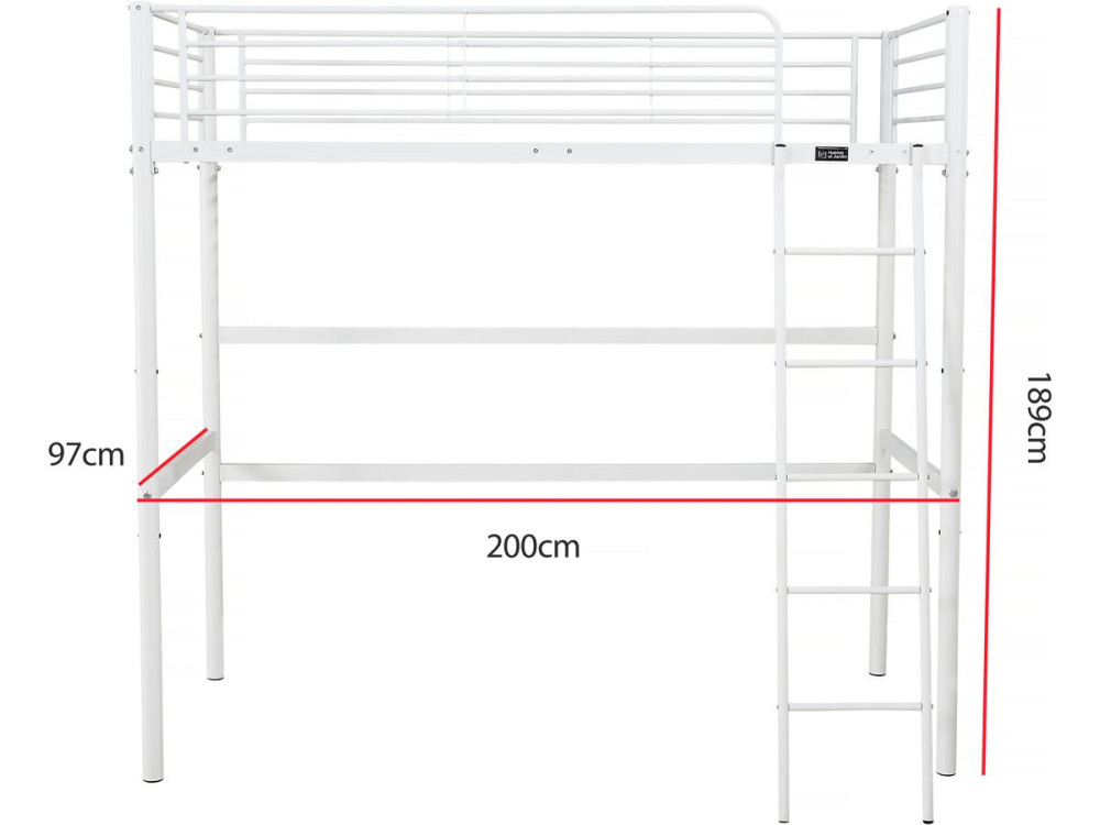 Cama mezzanine "Alora" - 90 x 190 cm - Blanco