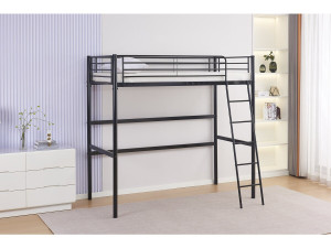 Cama alta de metal "Alora" - 90 x 190 cm - Negro 2
