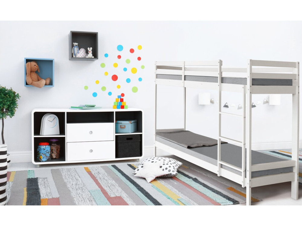 Litera infantil de madera "Lionel" 90 x 190 cm - Blanco