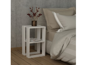 Mesilla de noche de madera "Lonie" 30 x 30 x 55 cm - Blanco 2