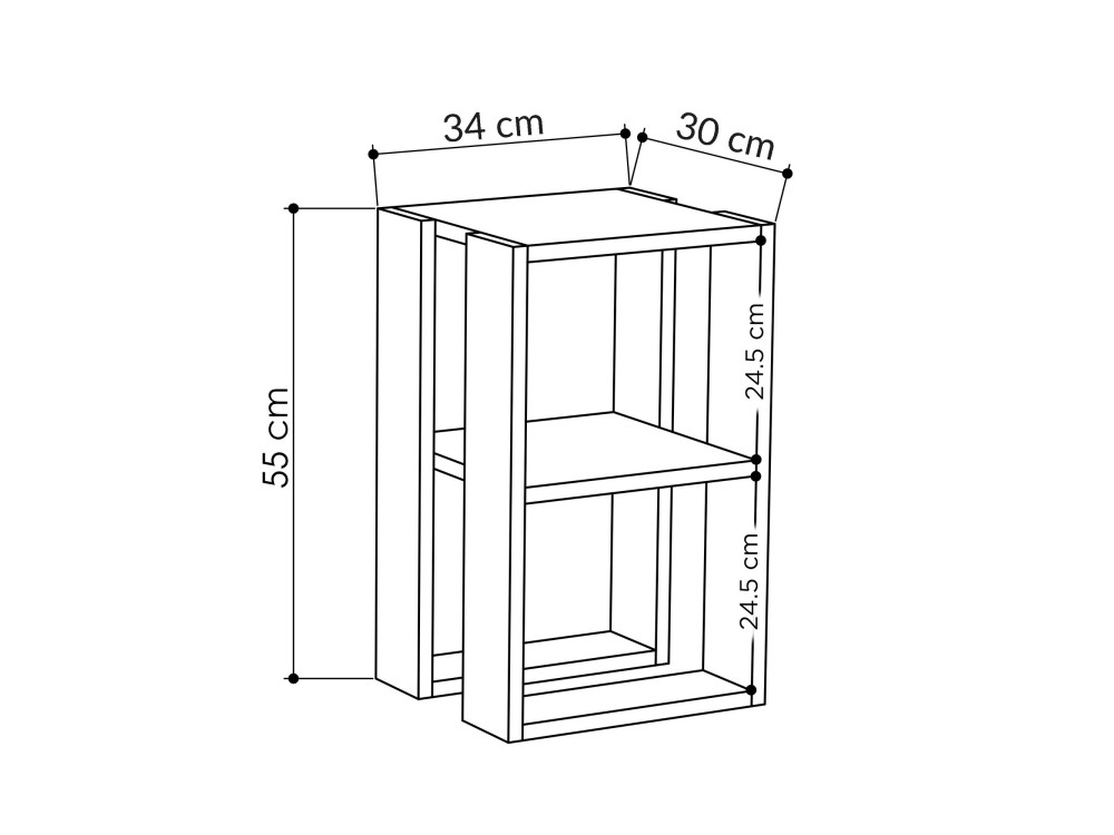 Mesilla de noche de madera "Lonie" 30 x 30 x 55 cm - Blanco