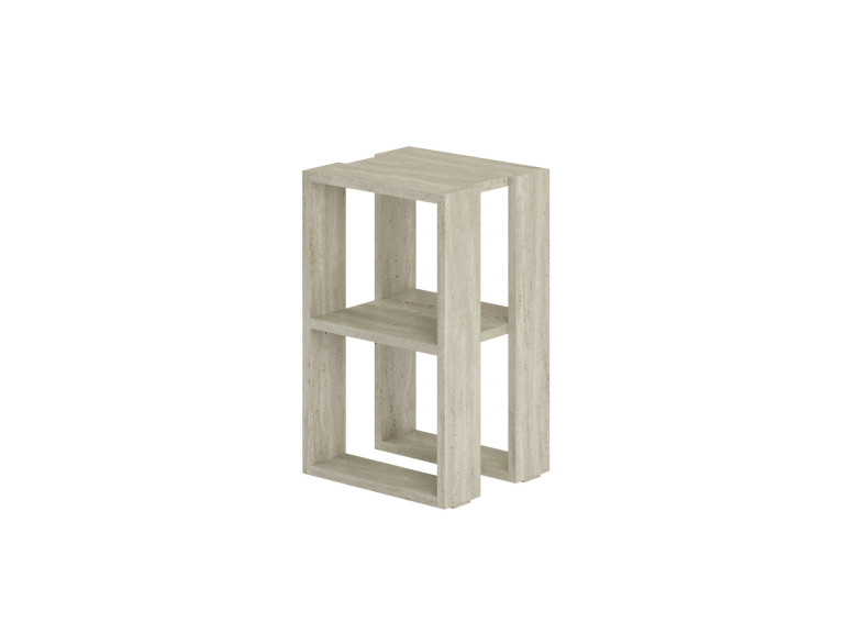 Mesilla de noche de madera "Lonie" 30 x 30 x 55 cm - Travertino