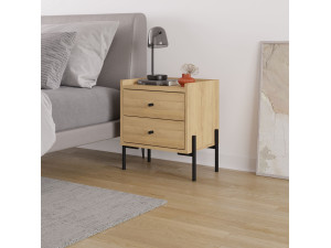 Mesilla de noche de madera "Malta" - 45 x 35 x 52 cm - Marrón claro 2