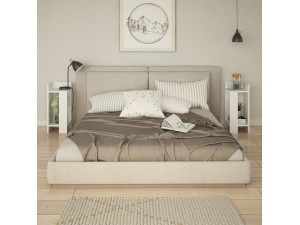 Lote de 2 mesillas de noche de madera "Elos" - 25 x 27 x 60 cm - Blanco 2