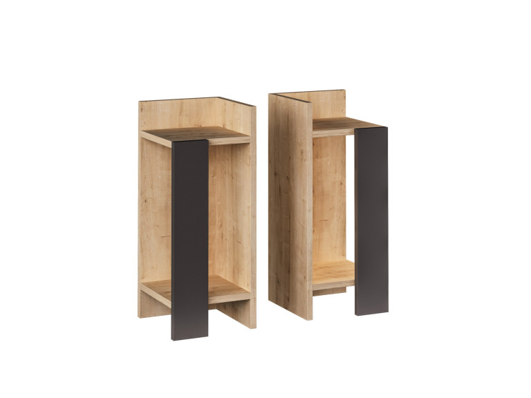 Lote de 2 mesillas de noche de madera "Elos" - 25 x 27 x 60 cm - Marrón