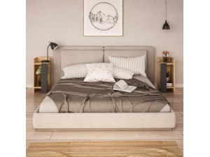 Lote de 2 mesillas de noche de madera "Elos" - 25 x 27 x 60 cm - Marrón 2