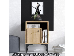 Mesilla de noche de madera "Nuno" - 40 x 35 x 55 cm - Beige 2