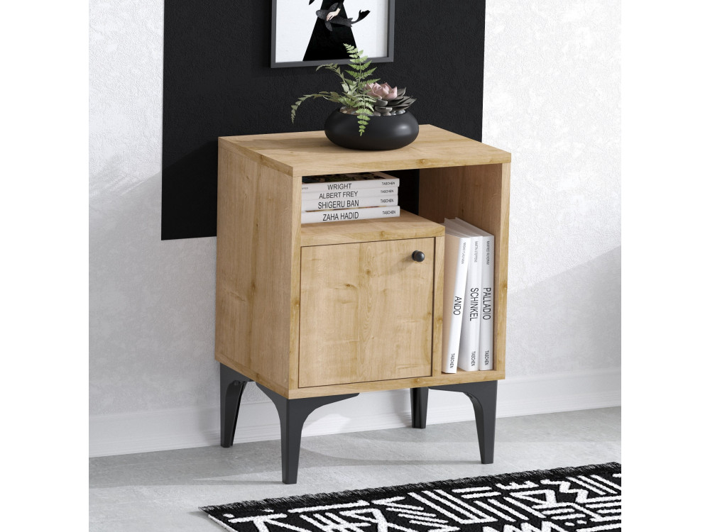 Mesilla de noche de madera "Nuno" - 40 x 35 x 55 cm - Beige