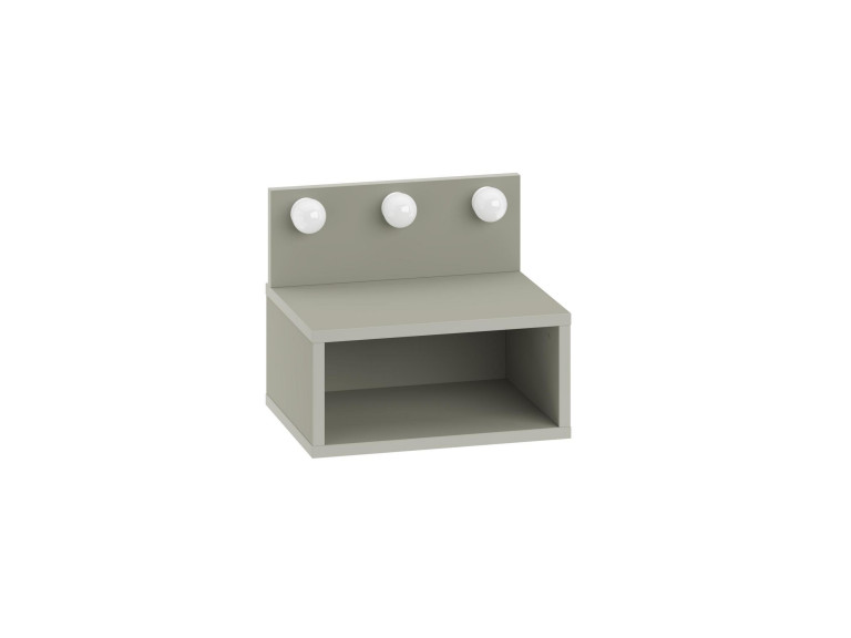 Mesilla de noche "Treo" con bombilla de madera - 40 x 30 x 34 cm - Gris