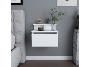 Mesilla de noche de madera "Alice" - 40 x 32 x 35 cm - Blanco 2