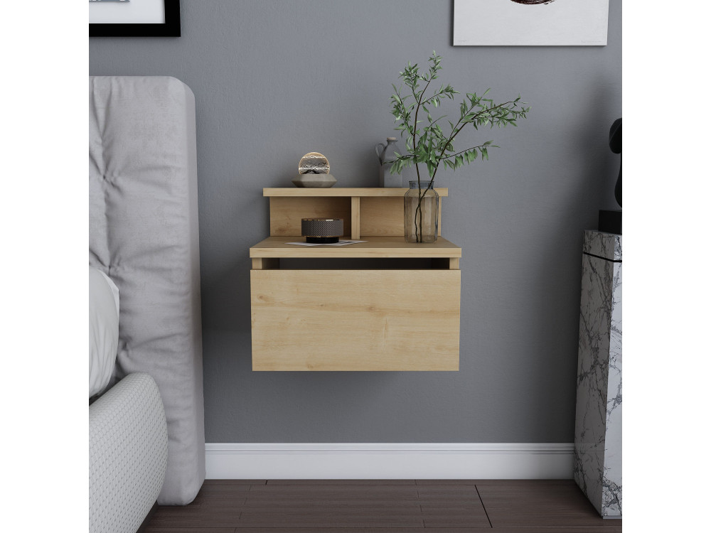 Mesilla de noche de madera "Alice" - 40 x 32 x 35 cm - Beige