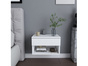 Mesilla de noche de madera "Jamot" - 45 x 29 x 32 cm - Blanco 2