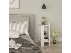 Mesilla de noche de madera "Elos Right" - 25 x 27 x 60 cm - Blanco 2