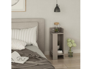 Mesilla de noche de madera "Elos Right" - 25 x 27 x 60 cm - Marrón moca claro 2