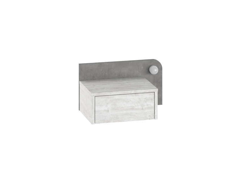 Mesilla de noche "Dotta" con bombilla de madera - 52 x 30 x 28 cm - Gris