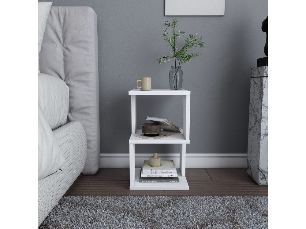 Mesilla de noche de madera "Carter" - 30 x 30 x 49 cm - Blanco