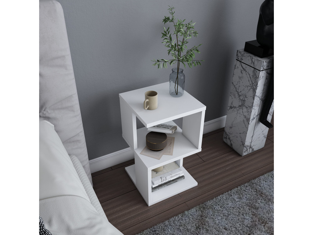 Mesilla de noche de madera "Carter" - 30 x 30 x 49 cm - Blanco