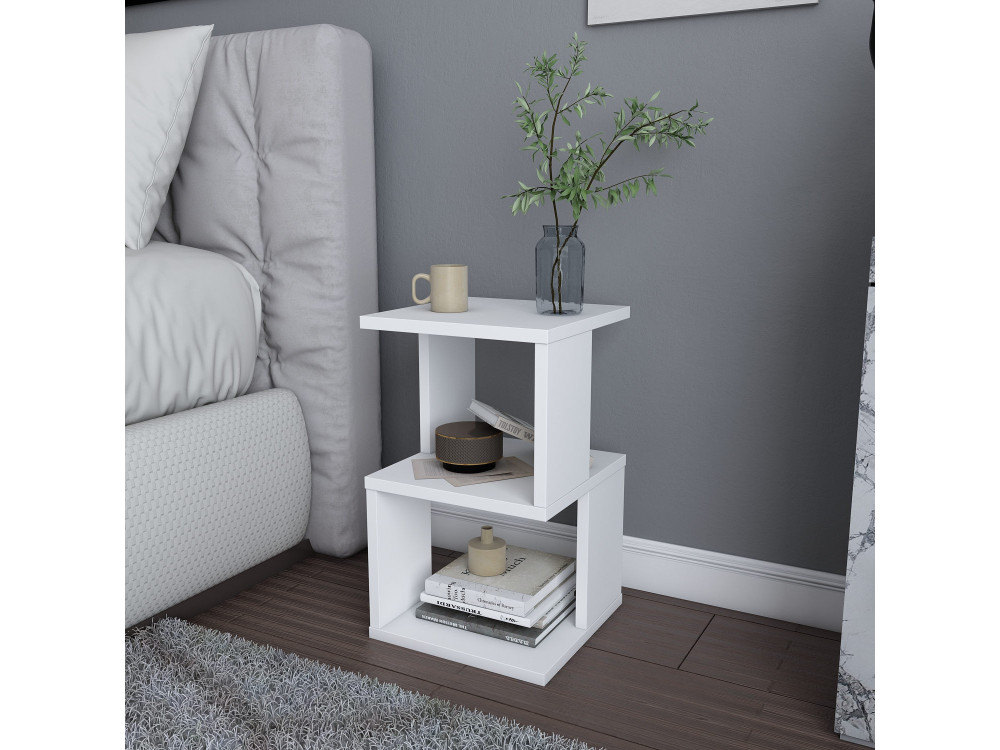 Mesilla de noche de madera "Carter" - 30 x 30 x 49 cm - Blanco