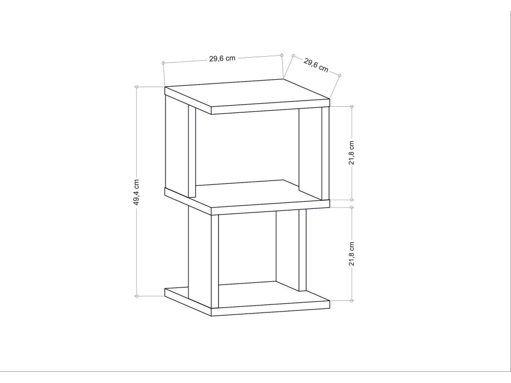 Mesilla de noche de madera "Carter" - 30 x 30 x 49 cm - Blanco