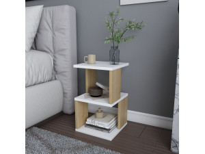 Mesilla de noche de madera "Carter" - 30 x 30 x 49 cm - Blanco 2