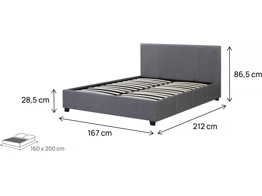 Cama en PVC "Carla" - 160 x 200 cm - Gris
