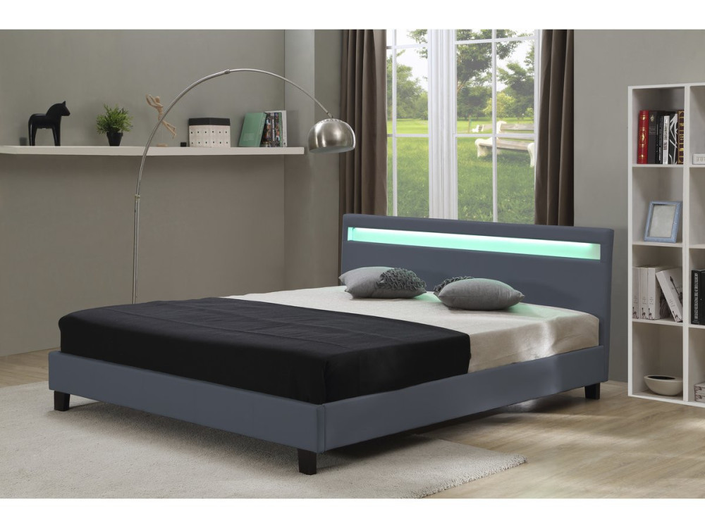 Cama LED "Maria" - 140 x 190 cm - Gris