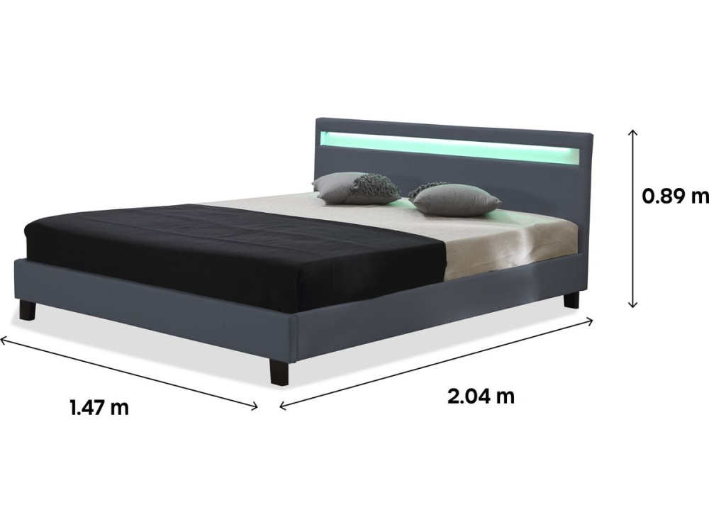 Cama LED "Maria" - 140 x 190 cm - Gris