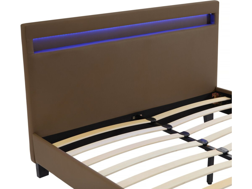 Cama LED "María" - 140 x 190 cm - Color topo