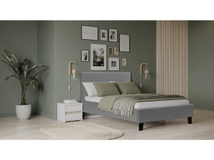 Cama "Lina" 90 x 190 cm - Gris claro 2