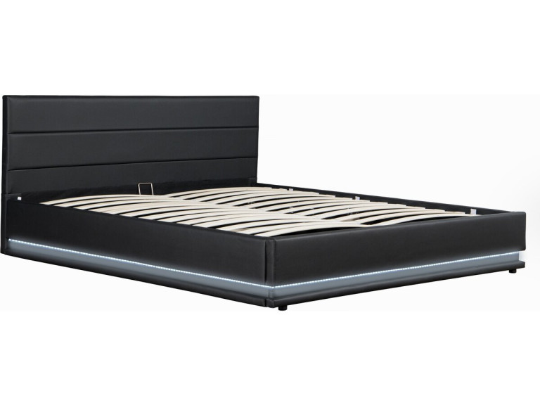 Cama con LED "Anastasia"- 140 x 190 cm - Negro