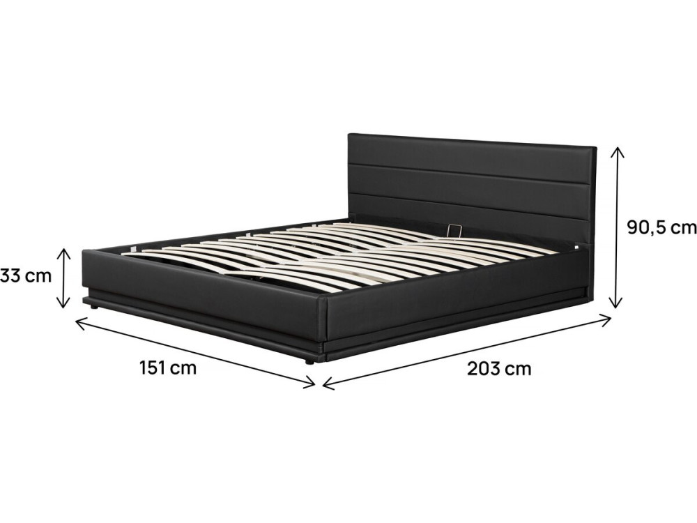 Cama con LED "Anastasia"- 140 x 190 cm - Negro