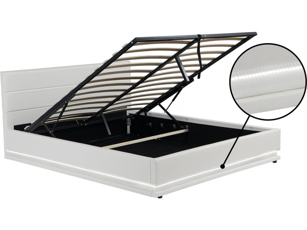 Cama con LED "Anastasia" - 140 x 190 cm - Blanco
