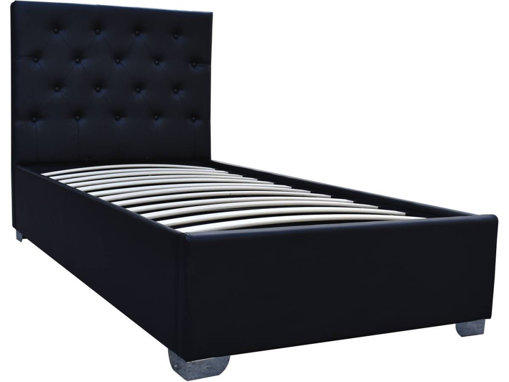 Cama simple con cofre "Tino" - 90 × 190 cm - Negro