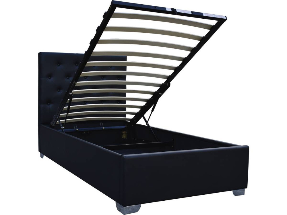 Cama simple con cofre "Tino" - 90 × 190 cm - Negro