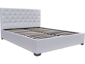 Cama doble con cofre "Tino" 140 × 190 cm - Blanco