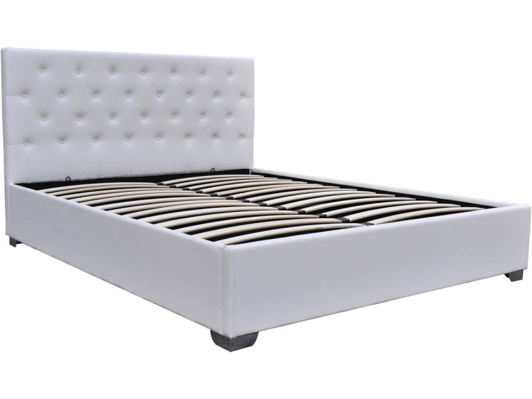 Cama doble con cofre "Tino" 140 × 190 cm - Blanco