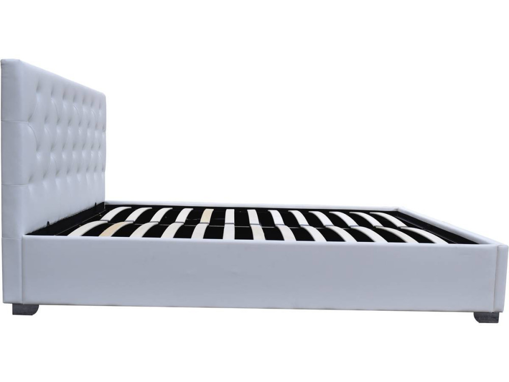 Cama doble con cofre "Tino" 140 × 190 cm - Blanco