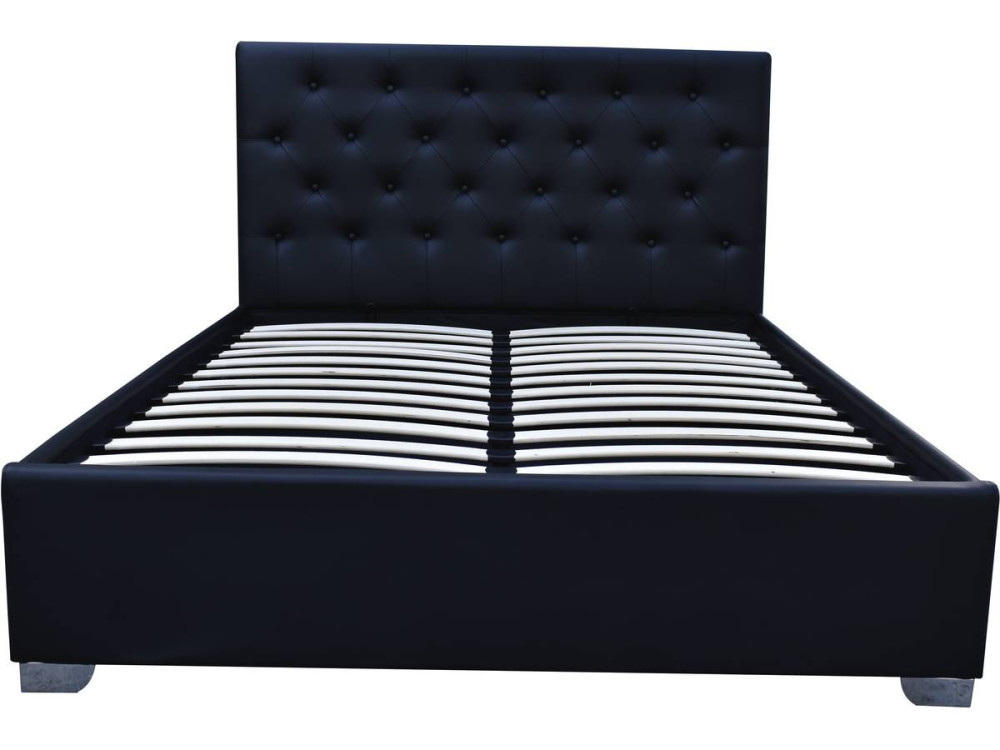 Cama doble con cofre "Tino" 140 × 190 cm - Negro