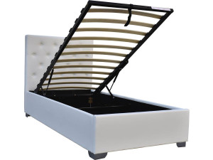 Cama simple con cofre "Tino" - 90 × 190 cm - Blanco 2
