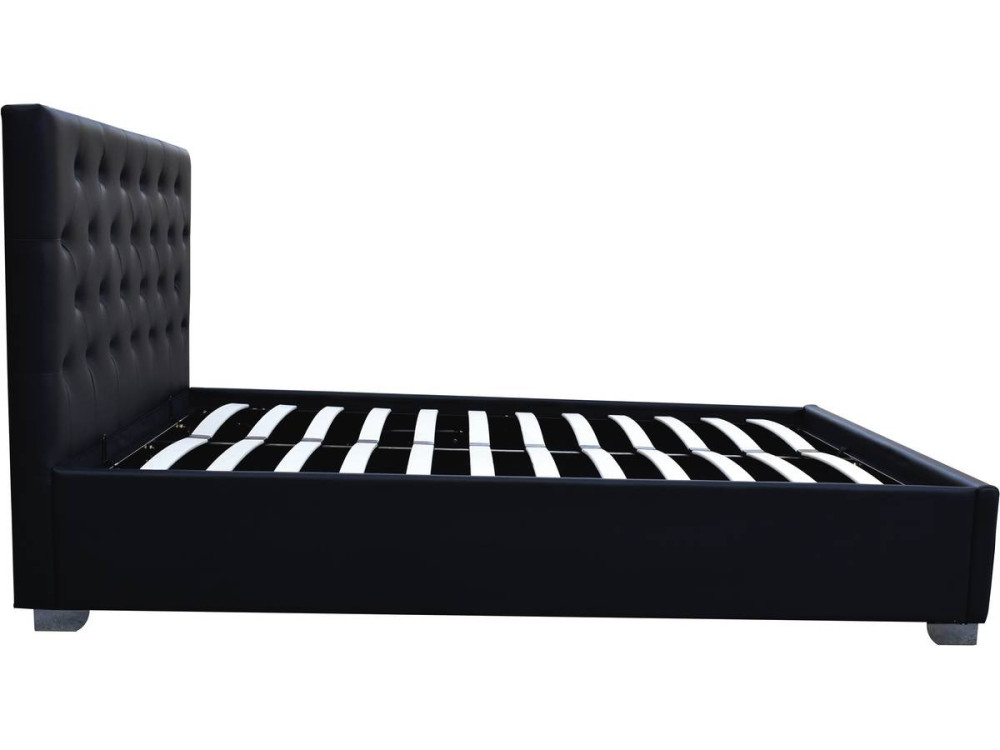 Cama doble con cofre "Tino" - 180 x 200 cm - Negro