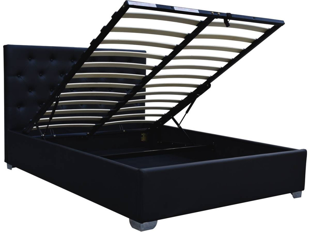 Cama doble con cofre "Tino" - 180 x 200 cm - Negro