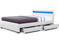 Cama doble "Nico" - LED - 180 x 200 cm - Blanco - Blanco