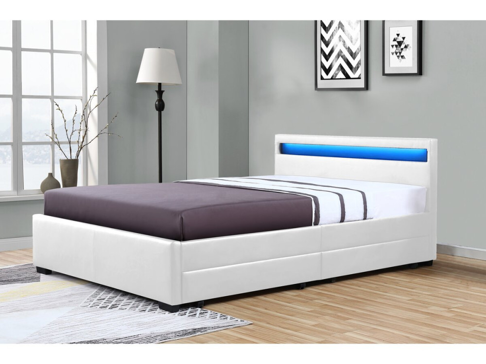 Cama Led "NICO" - 160 × 200 cm - Blanco