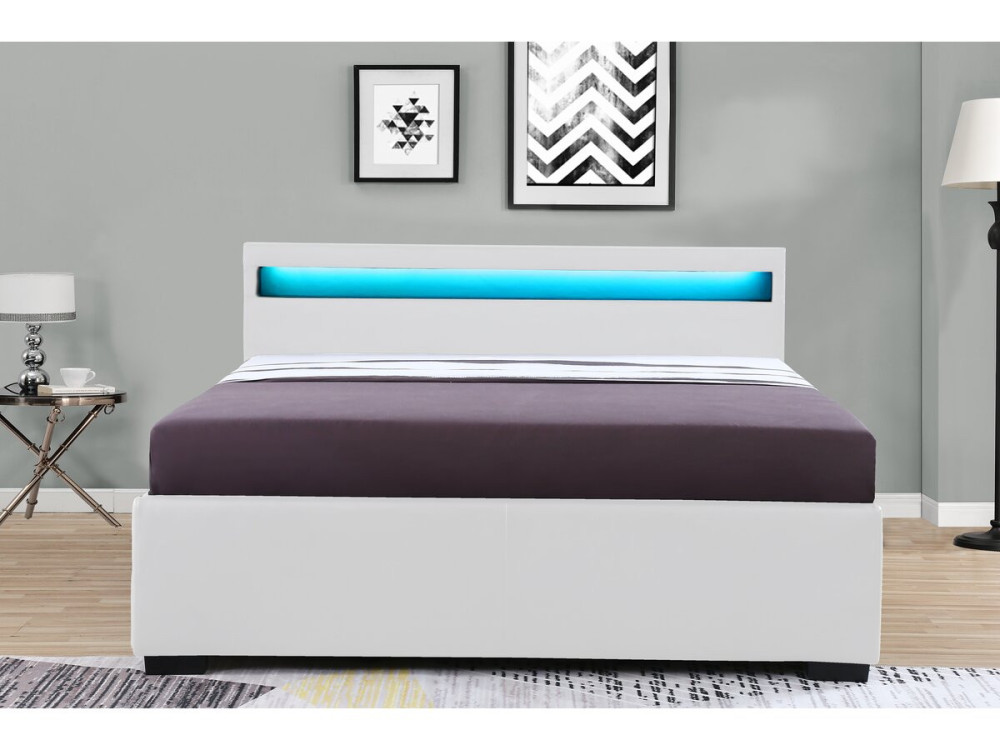 Cama Led "NICO" - 160 × 200 cm - Blanco