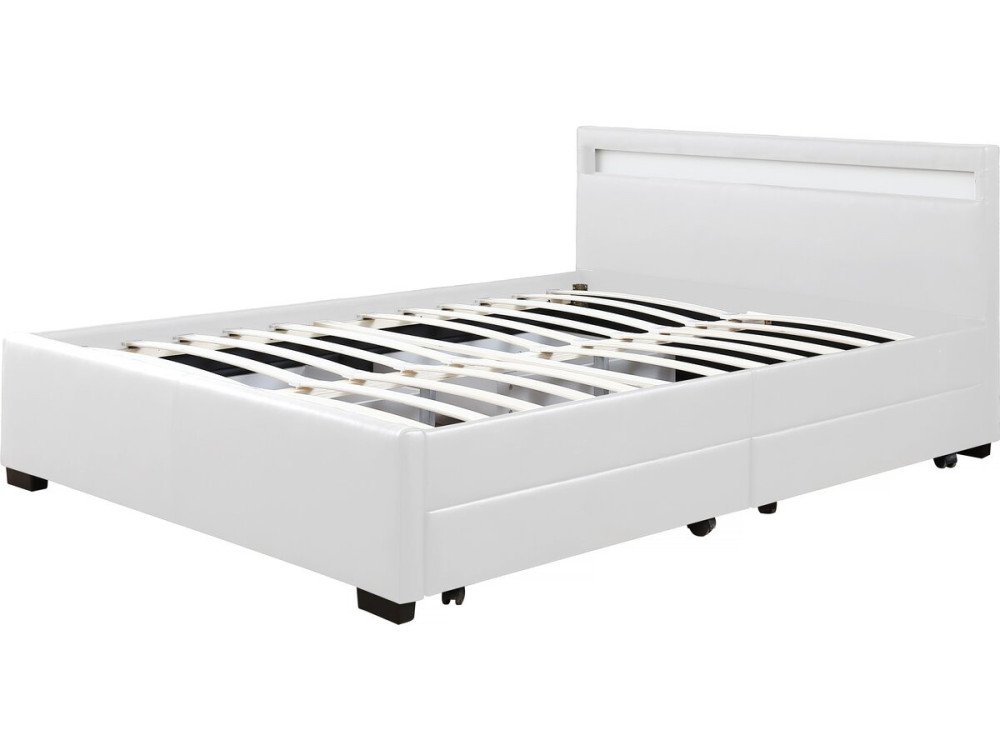 Cama Led "NICO" - 160 × 200 cm - Blanco