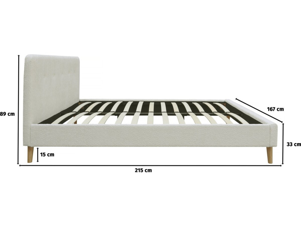Nemo" cama de tela bouclette 160x200 - Crema