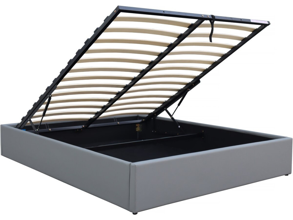 Cama doble de PVC con box "Ava" - 160 x 200 cm - Gris
