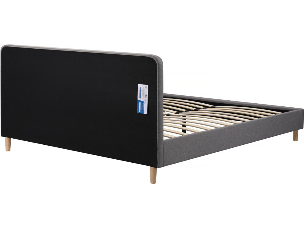 Cama doble de tela "Louise" - 140 x 190 cm - Gris