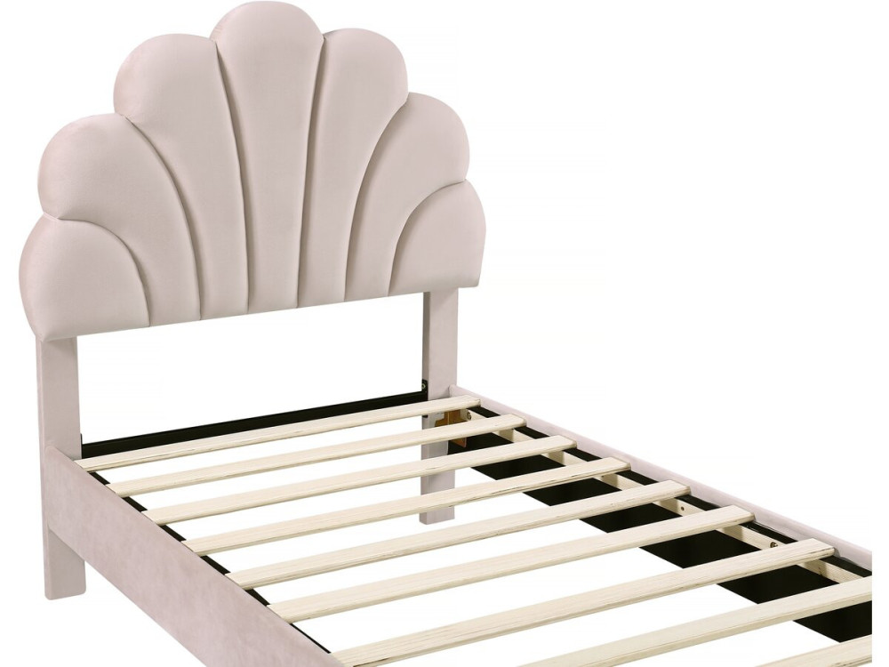 Cama de terciopelo "Manon" - Beige - 90 x 190 cm